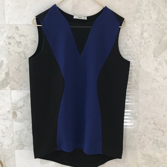 Prada Tops - PRADA {M} Sleeveless Top Black Royal Blue Geometric Mesh Cutout